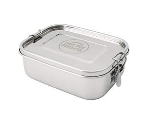 Pioneer Out For Lunch Fiambrera de acero inoxidable 800 ml con separador central, hermética, apta para horno, estilo bento, con cuchara-tenedor y pajita