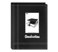 Pioneer Photo Albums 36-Pocket Sewn Leatherette Embroidered Graduation Theme Frame Cover Album for 4 by 6-Inch Prints, Black