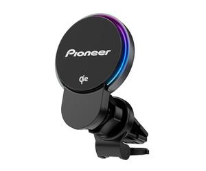 Pioneer SDA-SC600 - Soporte magnético Qi2 para Smartphone con Carga inalámbrica de hasta 15 W, iluminación RGB, Soporte para Boquilla de Aire, Compatible con MagSafe