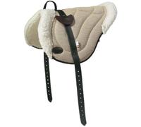 PIONEER Silla para Caballo de Algodón y Lana Modelada para Monta Natural, Silla de Equitación Inglesa Hecha en Italia con Acolchado de Ovatta, Bareback 55x45cm con Cincha de Neopreno - Marrón
