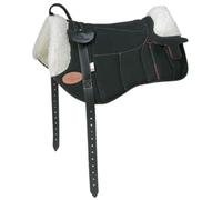 PIONEER Silla para Caballo de Algodón y Lana para Monta Natural, Silla de Equitación Hecha en Italia con Acolchado de Ovatta, Bareback 58x46cm con Cincha de Equitación de Neopreno - Negro