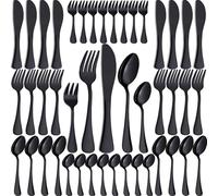 PionStar Juego de Cubiertos 40 Piezas Negro, Acero Inoxidable para 8 Personas - Incluye Cuchillos, Tenedores, Cucharas, Cucharillas, Tenedores de Postre, Aptos Lavavajillas (Negro)