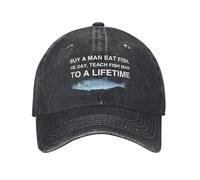 PIORUJK Spring Buy A Man Come Fish He Day Teach Fish Man To A Lifetime Gorra de béisbol Sun Hot Print Washed Outdoor Sport Baseball Caps