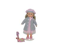 Pioupiou et Maravilles- Dimian - Muñeca Bambolina en Abrigo Gris - 46 cm - Una muñeca Que Habla, Canta y Dice Cenicienta - 100 Palabras y 3 Canciones - Accesorios para el Cabello - Textura Flexible
