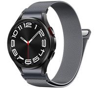 PIOWNN Correa de Metal Compatible con Correa Samsung Galaxy Watch 7 6 5 4 44mm 40mm/Watch 6 Classic 47mm 43mm/Watch 5 Pro 45mm/Watch 4 Classic/FE, Correa Magnética con Un Solo Clic, Gris Oscuro