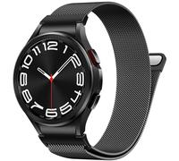 PIOWNN Correa de Metal Compatible con Correa Samsung Galaxy Watch 7 6 5 4 44mm 40mm/Watch 6 Classic 47mm 43mm/Watch 5 Pro 45mm/Watch 4 Classic 42mm 46mm/FE, Correa Magnética con Un Solo Clic, Negro