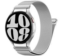 PIOWNN Correa de Metal Compatible Con Samsung Galaxy Watch 7 6 5 4 44mm 40mm/6 Classic 47mm 43mm/5 Pro 45mm/4 Classic/FE, Magnética Con Un Solo Clic, Plata