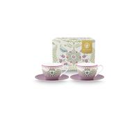 PIP STUDIO Juego de 2 tazas de capuchino con platillos LILY & LOTUS 280ml lila