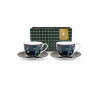 PIP STUDIO Juego de 2 tazas de capuchino con plato BERRY BLUES 280ml Azul azul oscuro