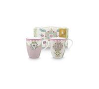 PIP STUDIO Juego de 2 tazas grandes con asa LILY & LOTUS 350ml morado