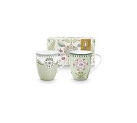 PIP STUDIO Juego de 2 tazas grandes con asa LILY & LOTUS 350ml Verde claro verde