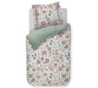 Pip Studio Ropa de cama Viva Las Flores blanco percal flores brotes bayas mariposas tallos, tamaño: 155 cm x 220 cm