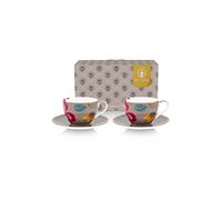 PIP STUDIO Taza de capuchino con platillo, juego de 2, 280 ml, BLOOMING TALES Fantasy Khaki camel