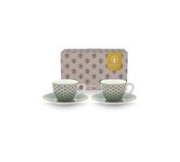 PIP STUDIO Taza de espresso con platillo, juego de 2, 120 ml, BLOOMING TALES Blue azul claro