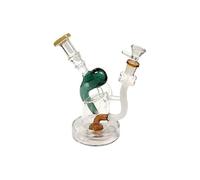 Pipa de agua -Kim BongUn - vidrio de borosilicato - 18 cm de altura - Cristal resistente y estable - Modelo reciclador - color verde