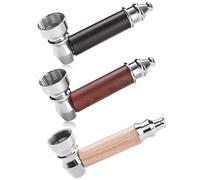 Pipa de Fumar de Madera Set 3 Piezas, para Uso Diario y Regalo, Construcción Monobloque con Tacto Suave, con Filtros, Raspador de Limpieza y Bolso de Almacenamiento