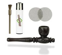 Pipa de madera en negro 10 cm Juego de 4 piezas - Pipa de tabaco de ébano Pipa de madera para fumar