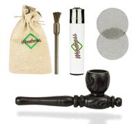 Pipa de madera en negro 10 cm Juego de 5 piezas - Pipa de tabaco de ébano Pipa de madera para fumar