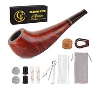 Pipa de madera para fumar, hecha a mano, juego de pipas de tabaco de madera de brezo con raspador 3 en 1, soporte de soporte, limpiador de tuberías, pipas para principiantes, con caja de regalo y