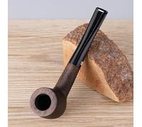 Pipa de tabaco de madera de ébano con soporte acrílico para cigarrillos, canal de humo de 9 mm, ligero (A)