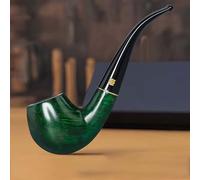 Pipa de tabaco de madera de ébano hecha a mano, filtro de 9 mm, 10 herramientas de limpieza de tuberías (C)