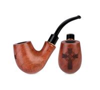 Pipa de Tabaco de Madera de Pera, 13 cm | Grabado Cruz Celta, Para Filtro de 9 mm, Bolsa de Terciopelo