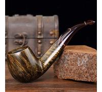 Pipa de tabaco, hecha a mano de madera de brezo, pipas de tabaco con filtro de carbón activado de 9 mm (B)