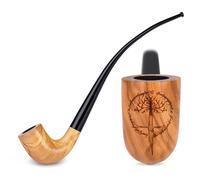 Pipa de tabaco larga de madera de olivo inspirada en Tolkien "Espada rota", pipa Churchwarden para filtro de 9 mm, estuche de terciopelo para regalo, solo para uso de tabaco.
