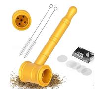 Pipa de Tabaco para Fumar en Oro Pipa Fumar Tabaco DesmontablePipa De Fumar Portátil Pequeña Boquilla De Martillo De Metal MiniViene con 6 filtrar y 2 cepillos de limpieza regalo para papá marido
