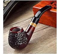 Pipas de tabaco portátiles para hombres, pipa para fumar con filtro tallada a mano de madera vintage, juego de pipas para fumadores para adultos curvos masculinos,Black6,4.5x15cm
