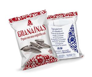 Pipas Granainas Agua y Sal con una Mijitilla de Sal | Sol de Alba | Expositor con 10 Bolsas de 110 g | Semillas de Girasol Tostadas al Punto Justo | Snack Natural, Crujiente y Sabroso