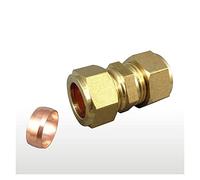 Pipe Fittings 22mm Tube Outer Diameter Brass Compression Pipe Joint, with Copper Ferrule Ring Water, Gas Oil