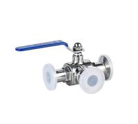 Pipe OD 32mm SS304 Stainless Steel 3 Way Ball Valve T Port Ferrule Type Fit 1.5" Tri Clamp