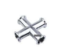 Pipe OD 32mm Stainless Steel SS 304 4 Way Cross Fitting Tri Clamp Feerule OD 50.5mm YZWRWRMKTB
