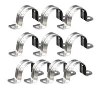 Pipe Strap Clamp - 10Pcs Stainless Steel U Tube Pipe Straps 2 Hole EMT Conduit Metal Tension Saddle Clamps Reinforced Rib Heavy Duty Fixing Clips For On
