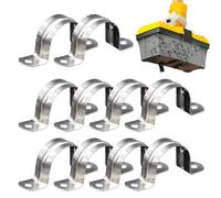 Pipe Strap Clamp - 10Pcs Stainless Steel U Tube Pipe Straps 2 Hole EMT Conduit Metal Tension Saddle Clamps Reinforced Rib Heavy Duty Fixing Clips For On