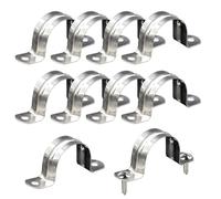 Pipe Strap Clamp - 10Pcs Stainless Steel U Tube Pipe Straps 2 Hole EMT Conduit Metal Tension Saddle Clamps Reinforced Rib Heavy Duty Fixing Clips For On