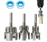 Pipe Tapping and Threading Tool, 1/2" 3/4" 1" Dual-Function Integrated Internal & External Pipe Threading Tool for Water Pipe, Compatible with Electric Drills (1"+3/4"+1/2")