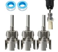 Pipe Tapping and Threading Tool, 1/2" 3/4" 1" Dual-Function Integrated Internal & External Pipe Threading Tool for Water Pipe, Compatible with Electric Drills (3/4")