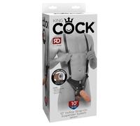 King Cock 10" Hollow-Strap-On Suspender System, Light & Black, 25x4,8 cm