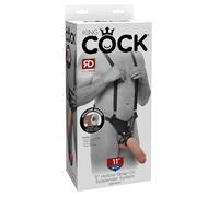 King Cock 11" Hollow-Strap-On Suspender System, Light & Black, 28x5,6 cm