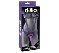 Pipedream Dillio 7" Strap-On Suspender Harness Set, Purple & Black, 7 Zoll