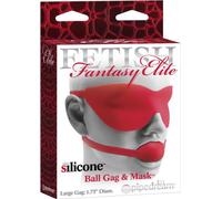 Pipedream - Fetish Fantasy Elite - Bola de la mordaza y la máscara (grande) rojo, 1-pack