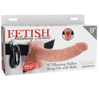 Pipedream Fetish Fantasy Series 9" Vibrating Hollow-Strap-On with Balls, Light & Black, 24x5,6 cm
