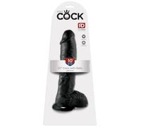 Pipedream King Cock 10" Cock with Balls Black - 1 unidad
