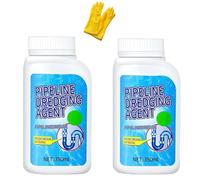 Pipeline Dredging Agent Powder, Drain Clog Remover, Powerful Pipe Dredging Agent for Kitchen and Toilet Pipelines, Strongly Dissolves Waste & Stains (2 pcs)