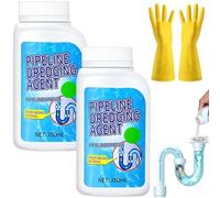Pipeline Dredging Agent Powder, Powerful Pipe Dredging Agent, Pipe Dredge Drain Cleaner, Drain Clog Remover for Kitchen And Toilet Pipelines. (2 bottle)
