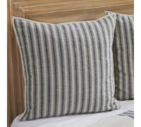 Piper Classics Market Place Blue Ticking Stripe Quilted Euro Sham