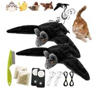 Piper Tomi Cat Toy, Pipertomi Cat Toy, Flapping Bird Cat Toy with Remote, Interactive Flapping Chirping Bird Cat Toy, Simulated Chirping Bird Cat Toy, Rechargeable, Touch Activated (2PCS,Bat)