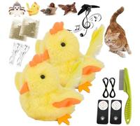 Piper Tomi Cat Toy, Pipertomi Cat Toy, Flapping Bird Cat Toy with Remote, Interactive Flapping Chirping Bird Cat Toy, Simulated Chirping Bird Cat Toy, Rechargeable, Touch Activated (2PCS,Chicken)